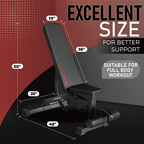 Image of Adjustable Weight Bench, Commercial Grade 1200LB Workout Bench Press Set for Home Gym Strength Training Exercise, Incline Bench with 12+3 Adjustable Backrest&Seat Positions for Full Body Fitness