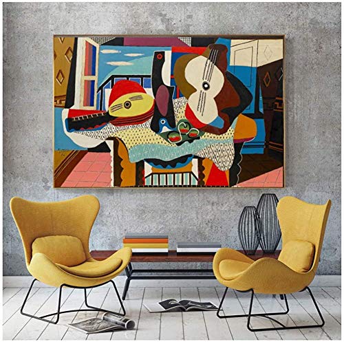 MKAN Picasso Mandolina Y Guitarra Arte De Pared Lienzo Póster E Impresión...