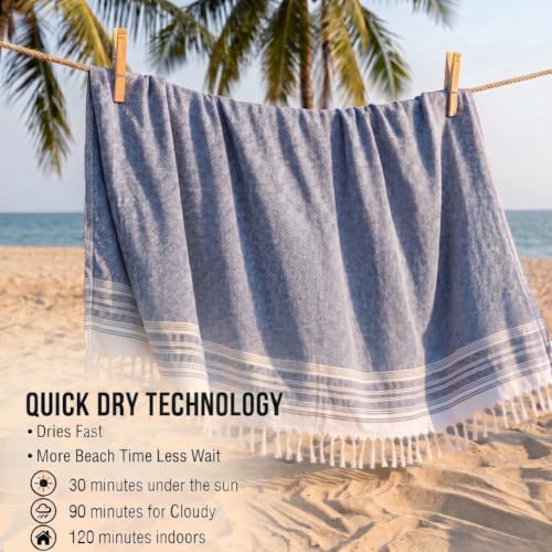 Image of Yongoes Oversized Turkish Beach Towel Blanket Cotton Giant XL Sandproof Towels Huge Linen XXL Extra Large Big Throw Quilt Blankets for Adults Cloud Travel Camping Glamping Accessories Essentials