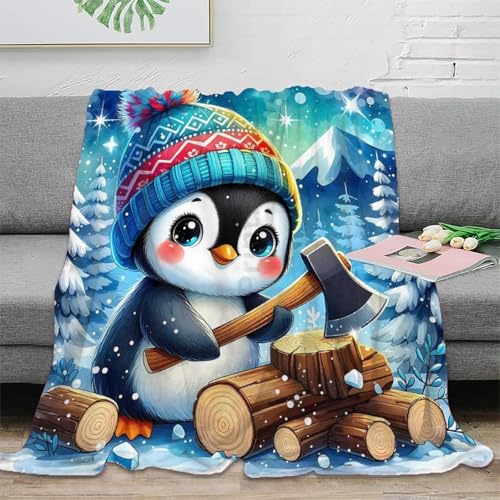 Couverture pingouin microfibre de qualite superieure dessus de canape doux - 2