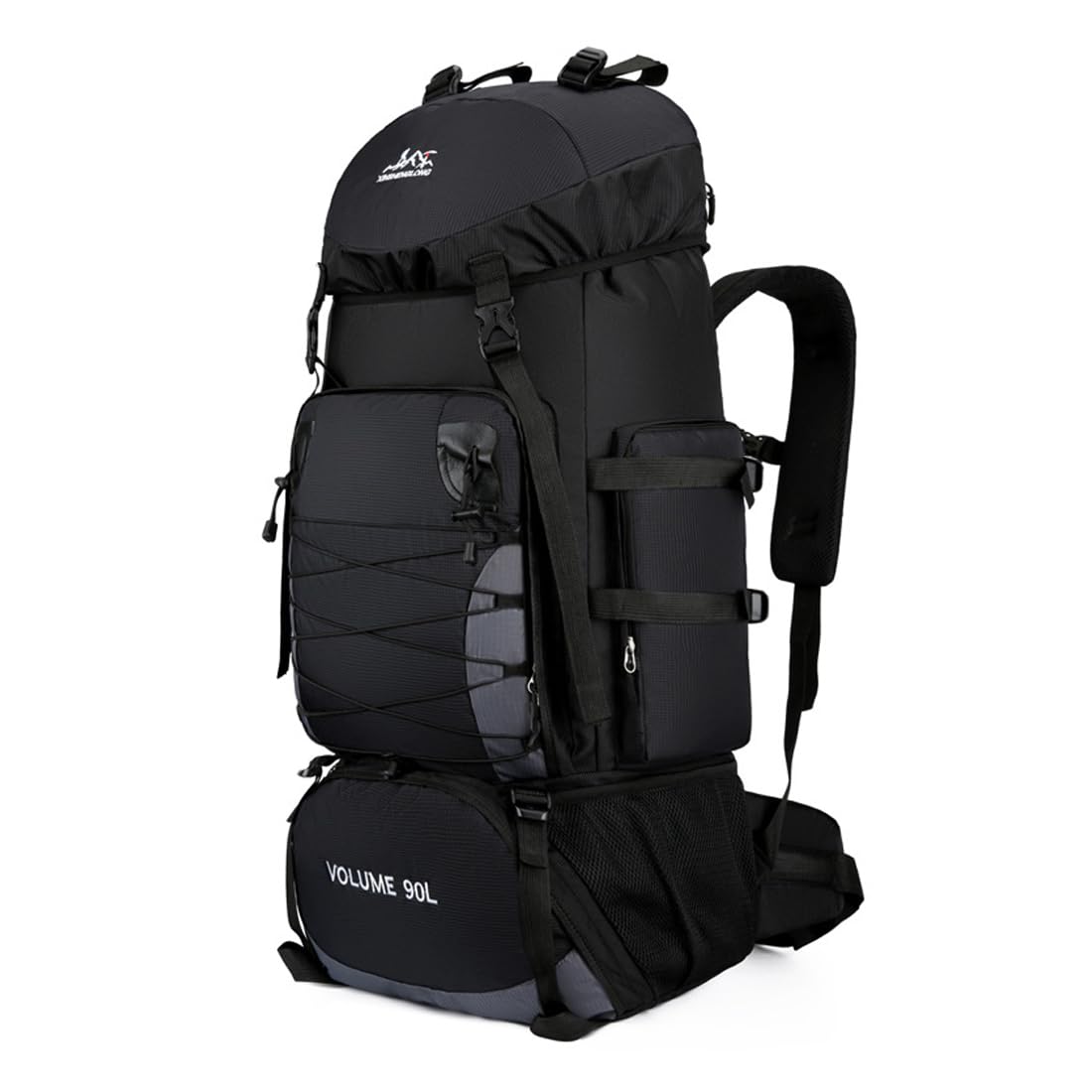 Fesky 90L Large Waterproof Rucksack Black Backpack for Travelling Camping Backpack Adjustable Hiking Trekking Rucksack Lightweight for Men Women 85cm x 38cm x 26cm