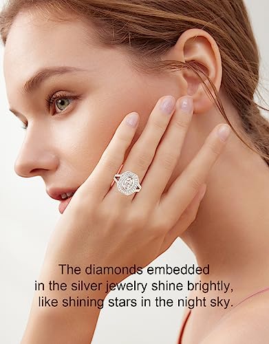 Moissanite Engagement Retro Rings for Women 18 K white glod Plated 925 Sterling Silver Ring Jewelry Gifts3