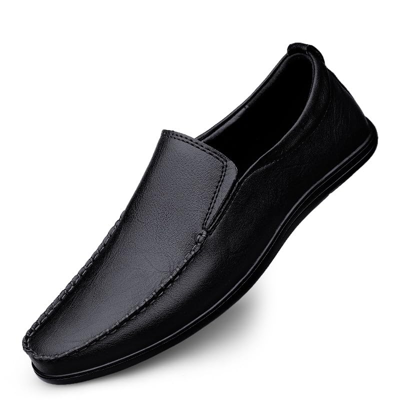 Men's Loafers Shoes Round Toe Vegan Leather Breathable Loafer Shoes Resistant Lightweight Anti-Slip Fashion Prom Slip On