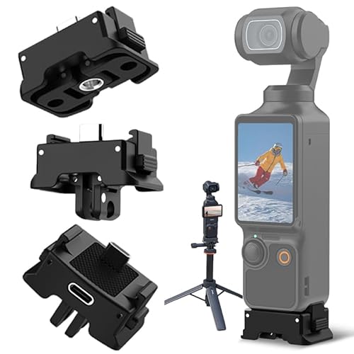 Honbobo DJI Osmo Pocket 3用充電アダプターベース アルミニウム合金製Type-C充電ポート 1/4インチネジ穴とGoProコネクター付き 三脚や自撮り棒に取り付け可能