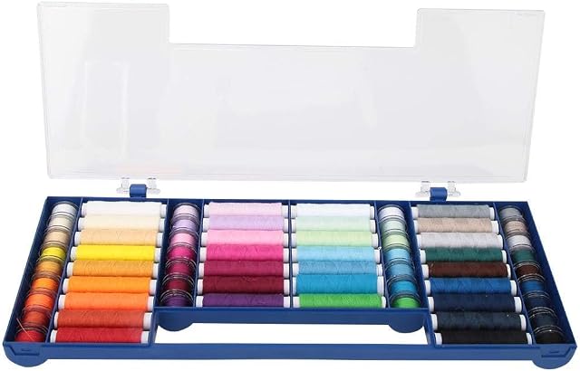 ViaGasaFamido 64Pcs Bobbins Sewing Threads Kit, 32 Colors Polyester Thread Spools and Bobbins Set with Storage Box for Hand and Machine Sewing Embroidery