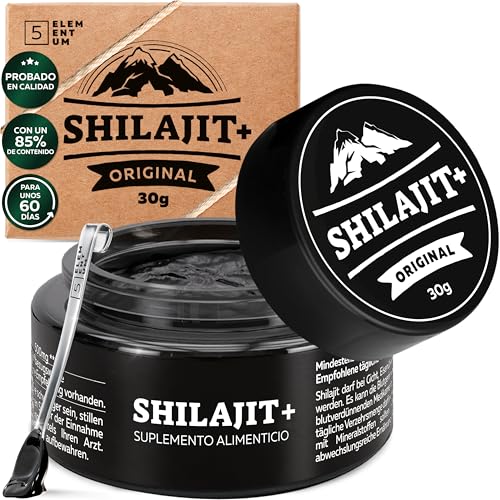 Shilajit Puro del Himalaya 82% Ácido Fúlvico – Alta Concentración – Resina Pura y Natural – 60 g (30 g x2) 120 Días – Recolectado a Mano – Cuchara Dosificadora 500mg – También llamado Himalayan Mumijo