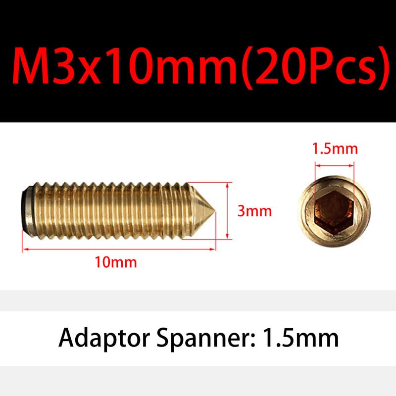 MOOPW Cone Point Set Screws Brass Grub Screw Hex Socket Cap Screw Set Pointed Tip Allen Knobs M3 M4 M5 M6