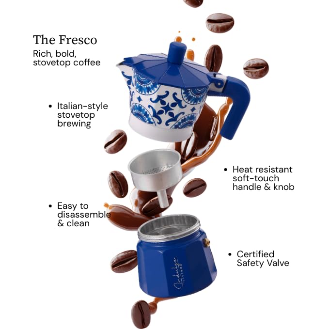 Image of Fresco Moka Pot 150ml (3 Cup) | Italian Stovetop Coffee Maker | Aluminium Moka Coffee Pot | Brews Strong Espresso-Style Coffee