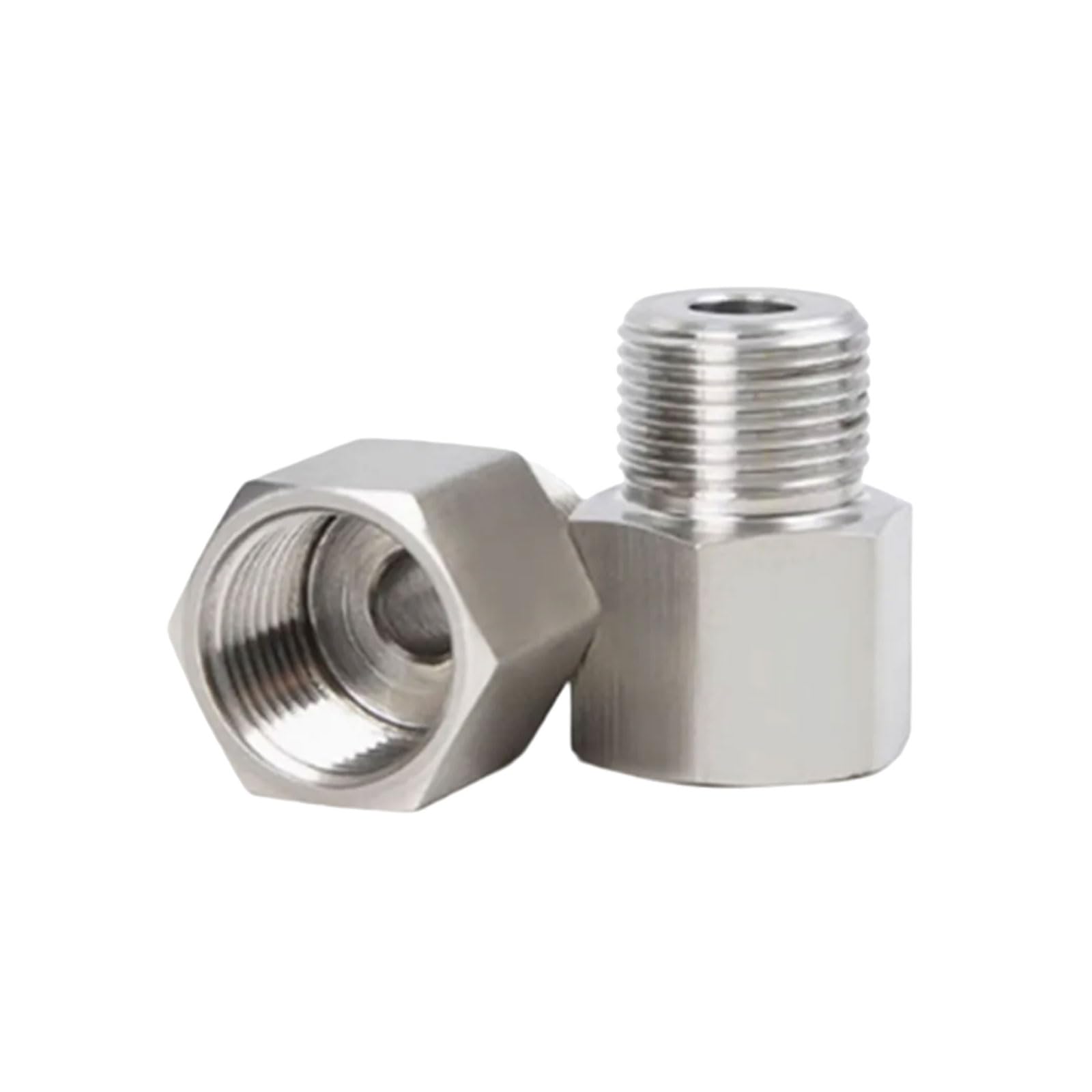 2PCS Industrial Connectors 3 / 8inch Inner Thread 1 / 4inch Outer Thread Steel Plumbing Adapters for Industrial Use NPT Internal and External Thickened Connector