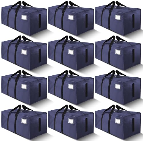 Image of HOMESURE Supports 200lbs Heavy Duty Moving Bags - Strong Zipper & Wrap-Around Handles - Water-Resistant Storage Totes, Durable Alternative to Moving Boxes - 12 Pack - Blue