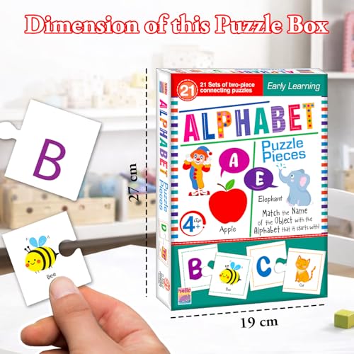 Image of Alphabet Learning Jigsaw Puzzle Connecting 2-piece (Set of 21 pcs) for Kids, Childrens and Toddlers - Early Learning Educational Brain Booster with Fun and Engaging - Ages 4+