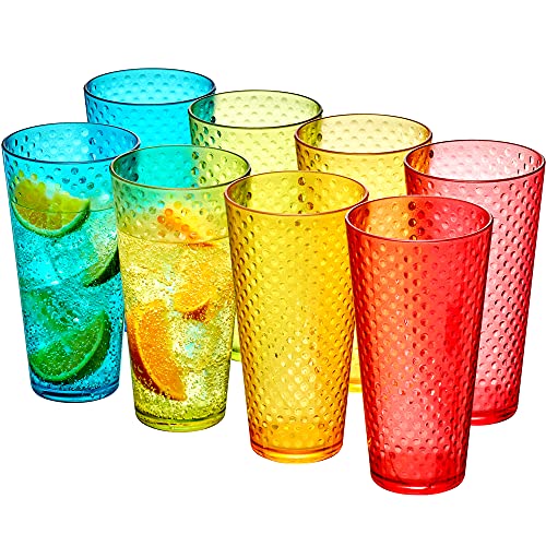 Amazing Abby - Lunares - vasos de plástico de 24 onzas (juego de 8), vasos de plástico para beber, bolas de color mixto, sin BPA, a prueba de roturas, apto para lavavajillas Cover