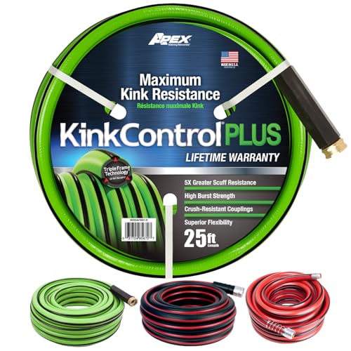 Kink Control Plus Water Hose 25ft - High Burst Strength and Superior Flexibility Garden Hoses...