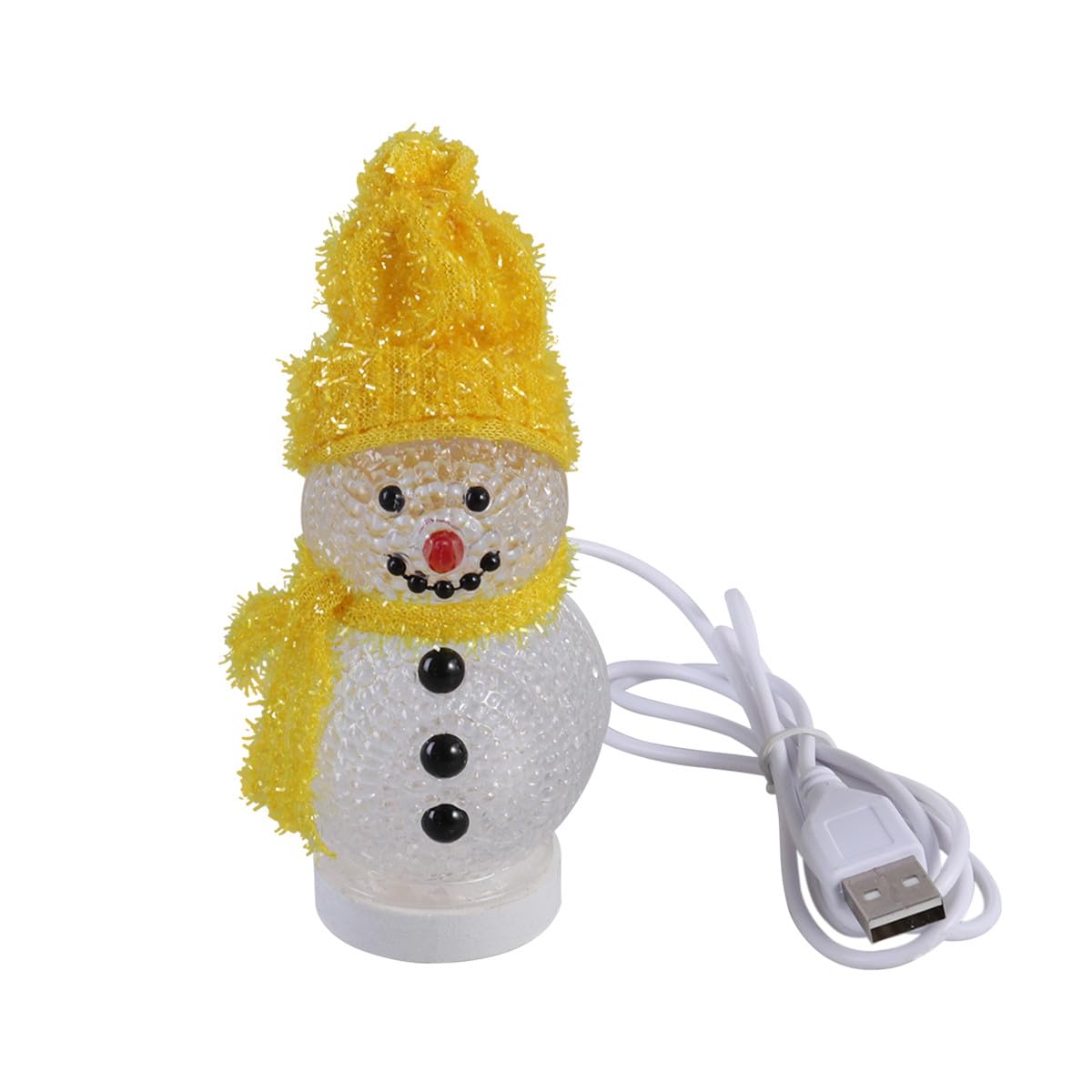 Veemoon Christmas Snowman Light with USB, Led Glowing Snowman Figurines Small Christmas Night Light Ornament - RGB 7 Colorful Flashing - for Table Center Xmas Party Favor (Yellow,3. 5")
