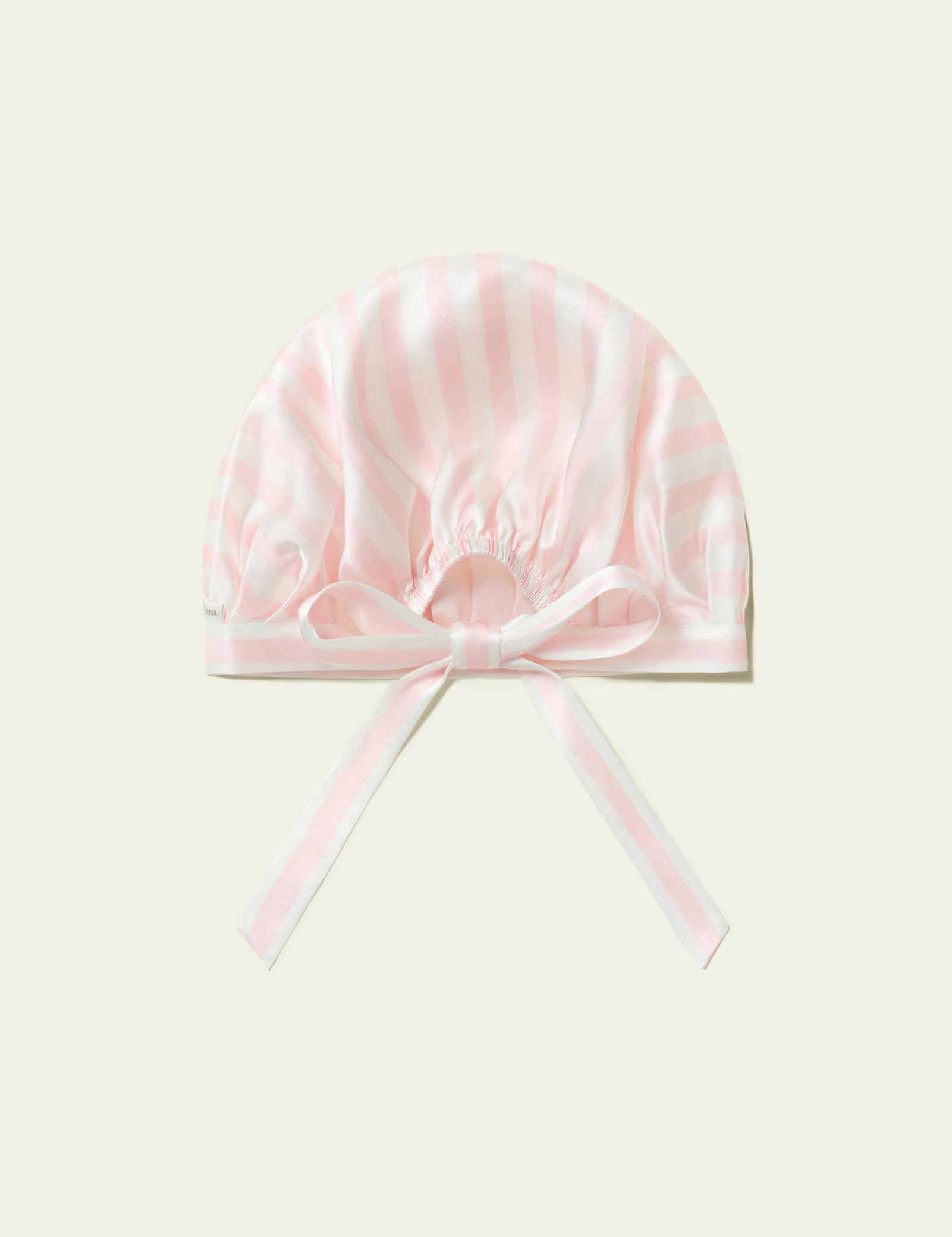 LilySilk 100% Maulbeerseide Schlafmütze rutschfest verstellbar und atmungsaktiver Kopfbedeckung Seidenhaube zum Schlafen Nachtmütze mit elastischem Band für alle Haartypen, Hellrosa & Weiß Gestreift