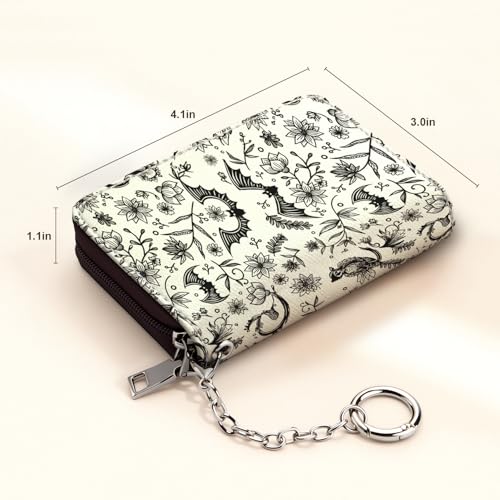 Image of Mayski Credit Card Holder, Zipper Credit Card Wallet for Women, Small Accordion Card Cases Holder, KeyChain Wallet, Business Card Holder(Bat 01)