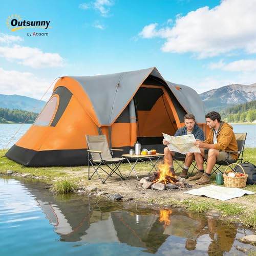 Outsunny 5-6 Person Outdoor Camping Tent, Family Tent with Lighting Hook, Carrying Bag for Camping, Hiking and Travelling, image 5