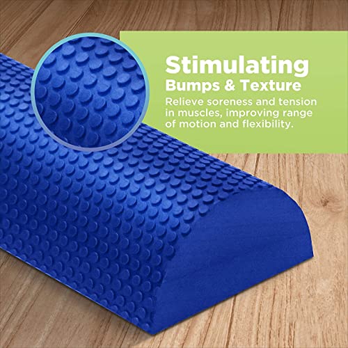 Image of High-Density EVA Foam Rollers | Deep Tissue Massager | Myofascial Release Textured Bumps | 18 inch / 45cm Half Roller |