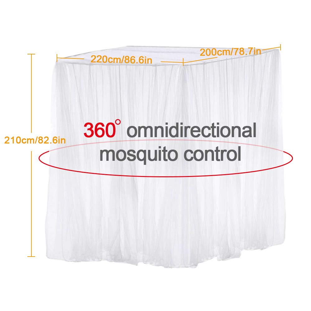 Opamoo Moskitonetz - Feinmaschiges Fliegennetz für Doppelbett und Einzelbett, Quadratisch, 200 x 220 x 210cm, Weiß