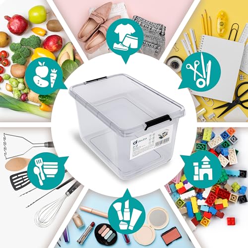 Deuba® 10x Aufbewahrungsbox mit Deckel 2L Box Kunststoff Kisten lebensmittelecht BPA frei klein Klickverschluss transparent stapelbar Küche Schlafzimmer