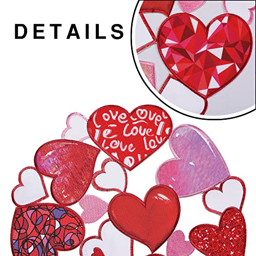 Owenie Valentines Day Placemats Set Of 4, Embroidered Printing Love Seasonal Anniversary Wedding Holiday Kitchen Dining Table Decoration，15 Inches Round Table Mats, 4Pcs #TOP4