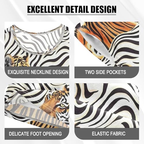 senya Short Sleeve Pajamas Sets Summer Cotton Sleepwear Tigers and Stripe4