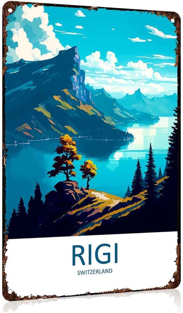 Rigi Switzerland Landscape Vintage Travel Aluminum Metal Sign 8 x 12 Inch