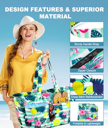 ISEYOU Extra Large Beach Bag with Wet Compartment