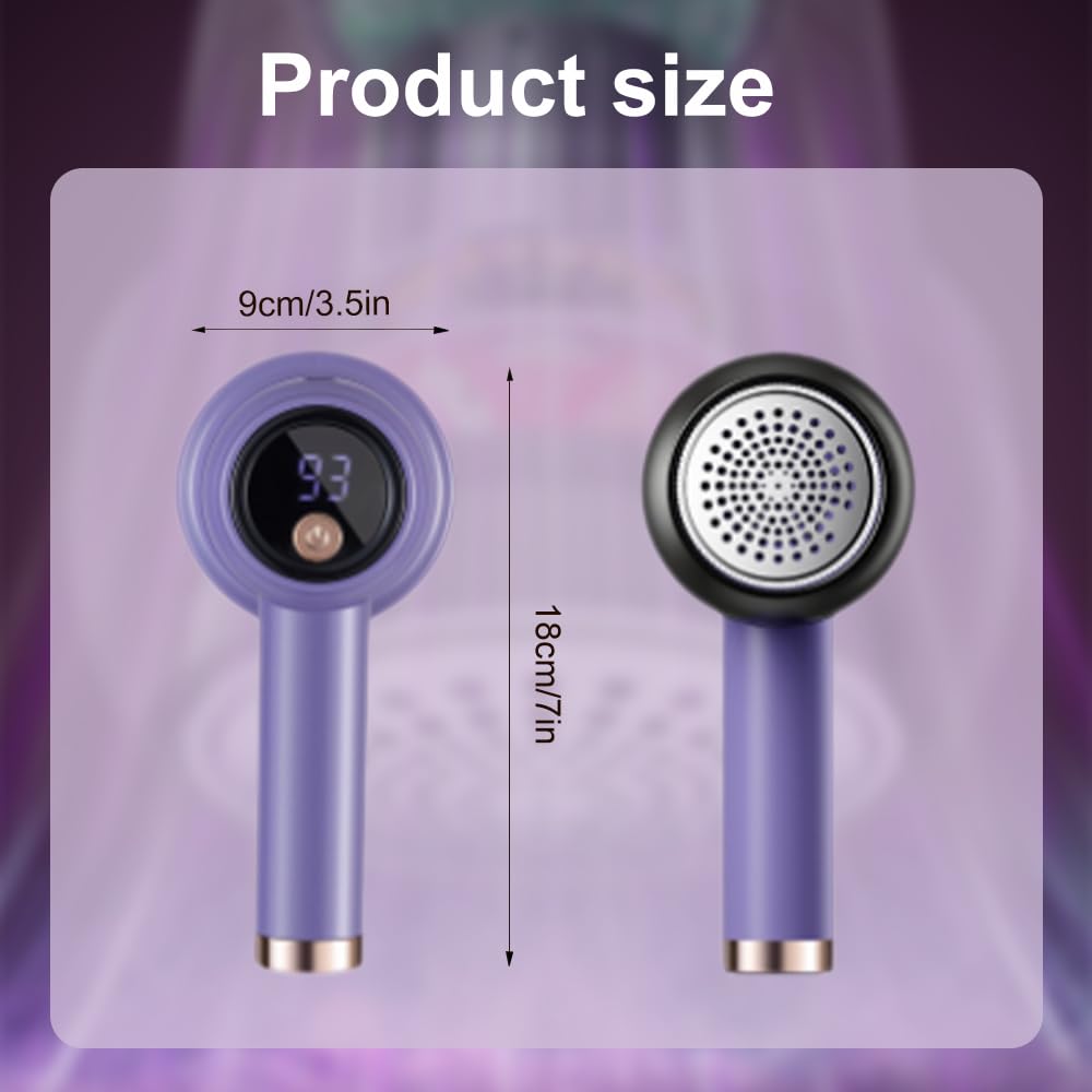 Rasoio elettrico ricaricabile per tessuti, rimozione pelucchi elettrico, 3 modalità per rimuovere pelucchi, display digitale a LED per rimuovere pelucchi, per vestiti, mobili e divani (viola)