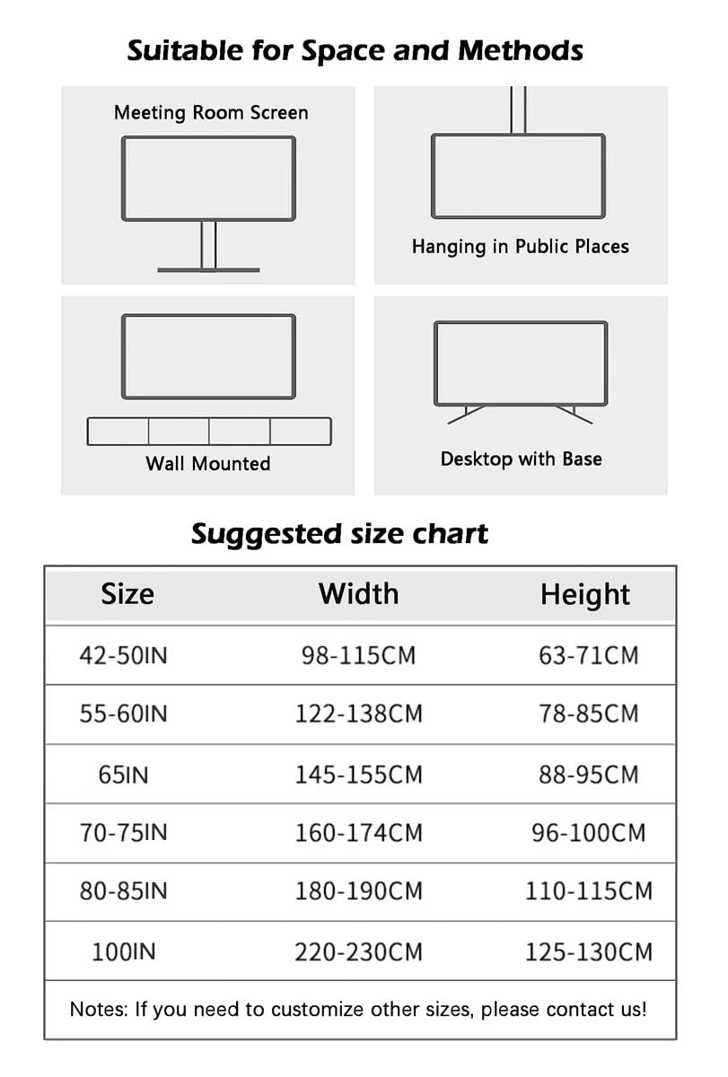 Copertura Elastica per TV Copertura Protettiva per Schermo Interno per TV LCD LED Custodia Protettiva per TV Impermeabile Montata A Parete Protezione per Monitor TV per Computer(Size:65IN,Color:A)