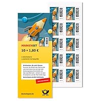DEUTSCHE P0ST 10x 1,80€ Briefmarken selbstklebend, für Großbriefe bis 500g national & Kompaktbriefe bis 50g international, inkl. 10 Briefumschläge C4