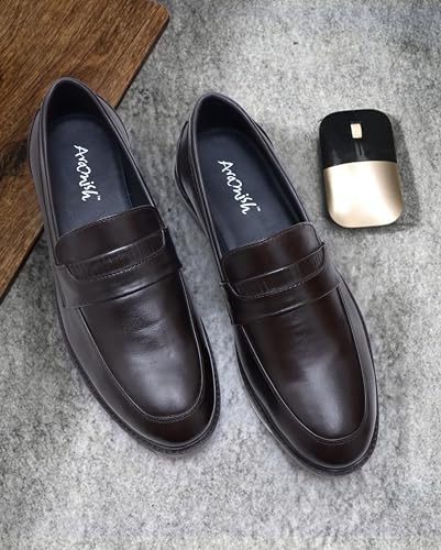Image of ARAMISH New Men's Leather Slip on Formal Shoes Moccasin Loafers for Men's