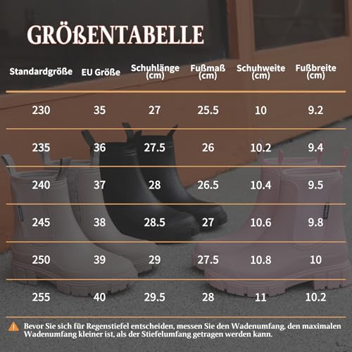Gummistiefel Damen Wasserdicht Boots，Halbhohe Regenstiefel Chelsea Mit Rutschfest Sohle Modische Schlamm Outdoor Arbeit Stiefel Für Damen