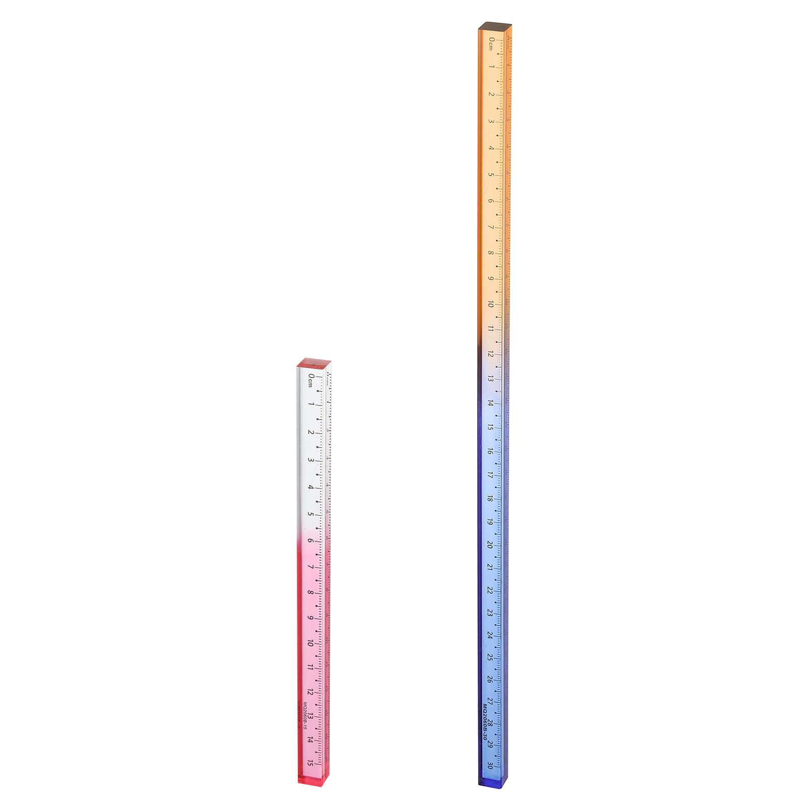 sourcing map 2pcs Acrylic Clear Straight Rulers 15/30cm Metric Transparent Gradient Three-Dimensional Plastic Ruler Square Cube Measuring Tool for Office, Pink/Blue Orange — image 1