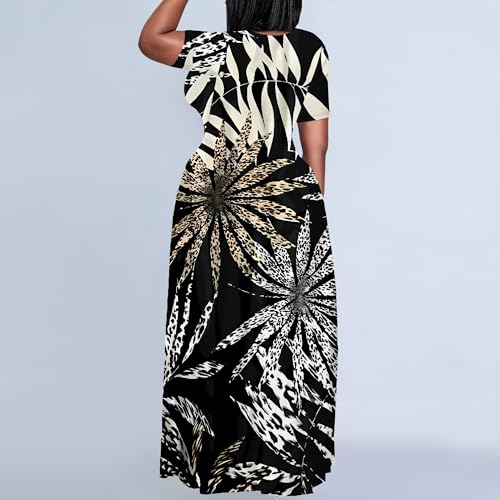 Image of PinkPatty Plus Size Maxi Dress for Women Summer Casual Short Sleeve Tshirt Dresses with Pockets (XL-6XL)