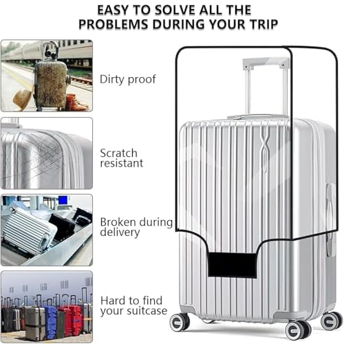 Image of HomeCloud 30-Inch Trolley Bag Cover /Suitcase Protector | Zippered Clear PVC Luggage Cover | Waterproof & Dustproof Storage & Travel Protection (Set of 1) (Transparent, 30 inch (Pack of 1))