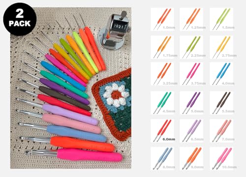 Image of 2Pcs 6.0mm Crochet Hooks, Ergonomic Crochet Hook for Arthritis and Beginners, Extra Long, Smooth, Comfortable (Size J / 6.0mm)