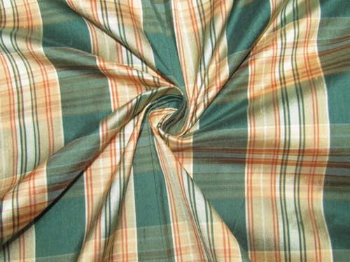 Soie Dupion naturelle vert et pêche tissu au mètre 137 cm pour couture de luxe