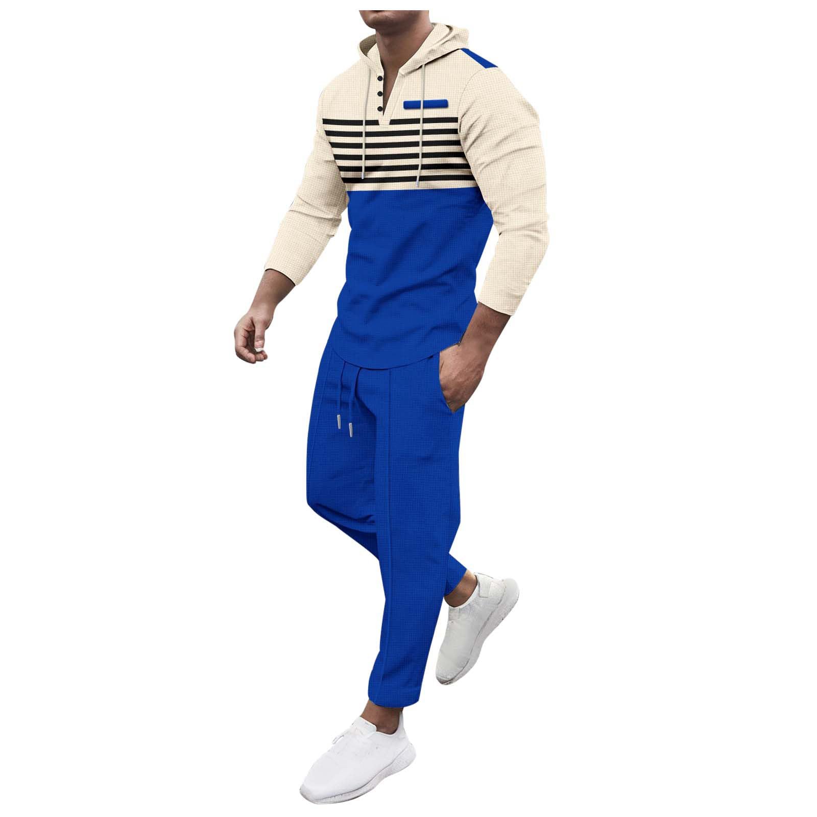 Pantalon décontracté à rayures homme ensemble fluide respirant à capuche - 6