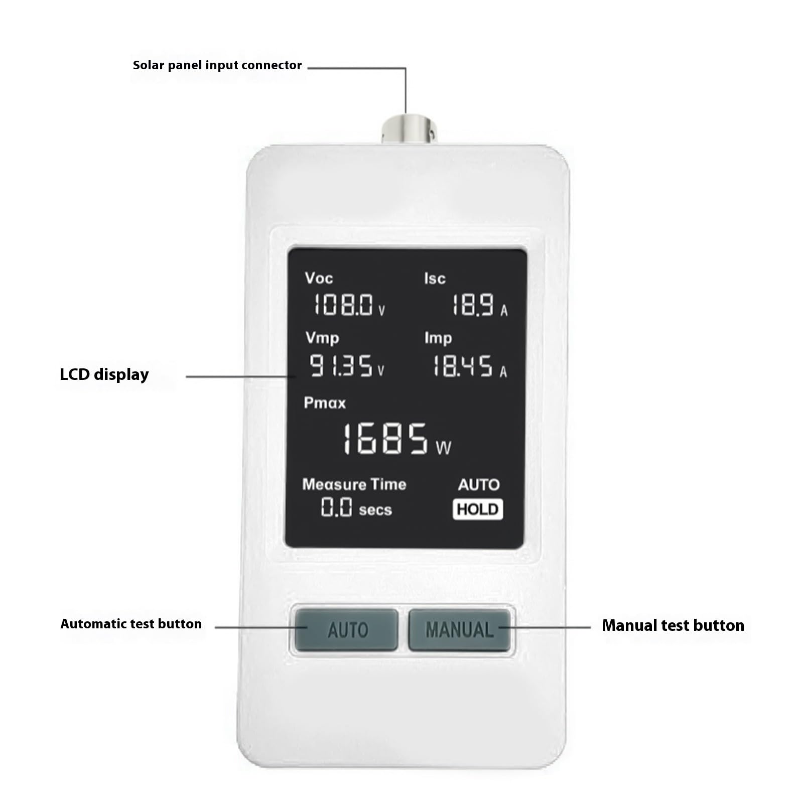 Multimetro Solare con Tecnologia MPPT e Display per e Analisi Strutture Fotovoltaiche Misuratore Presa Digitale per Pannelli Solari