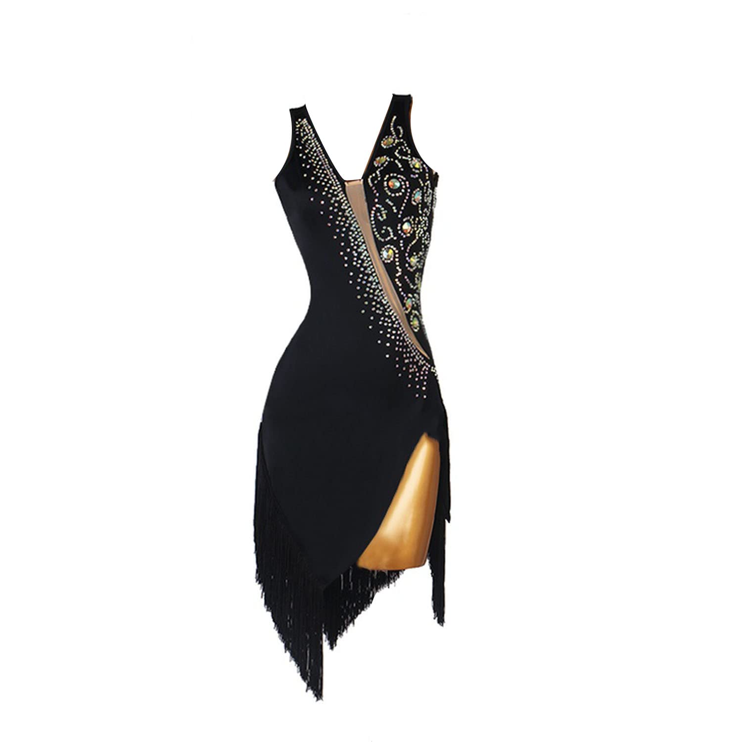 Gonne da Ballo Latino con Nappe Abbigliamento da Ballo da Sala con Spacchi da Donna Gonna da Competizione per Tango Cha Cha Abiti da Salsa Professionali