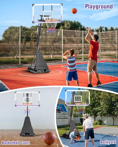 Image of TONBUX Basketball Hoop Outdoor 44 /48 /54 Inch PC Backboard, 10FT Adjustable Basketball Goal, Portable Basketball Hoop for Kids /Teens /Adults in Backyard, Driveway and Indoor