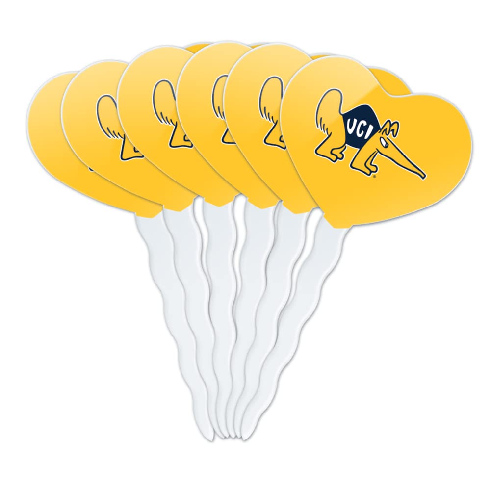 UC Irvine Secondary Logo Heart Love Cupcake Picks Toppers Decoration Set of 6
