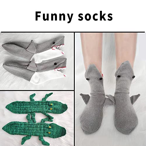 Knit Cute Shark Socks - 3D Alligator socks - Winter Warm Thick Crocodile Floor Socks - Unisex3