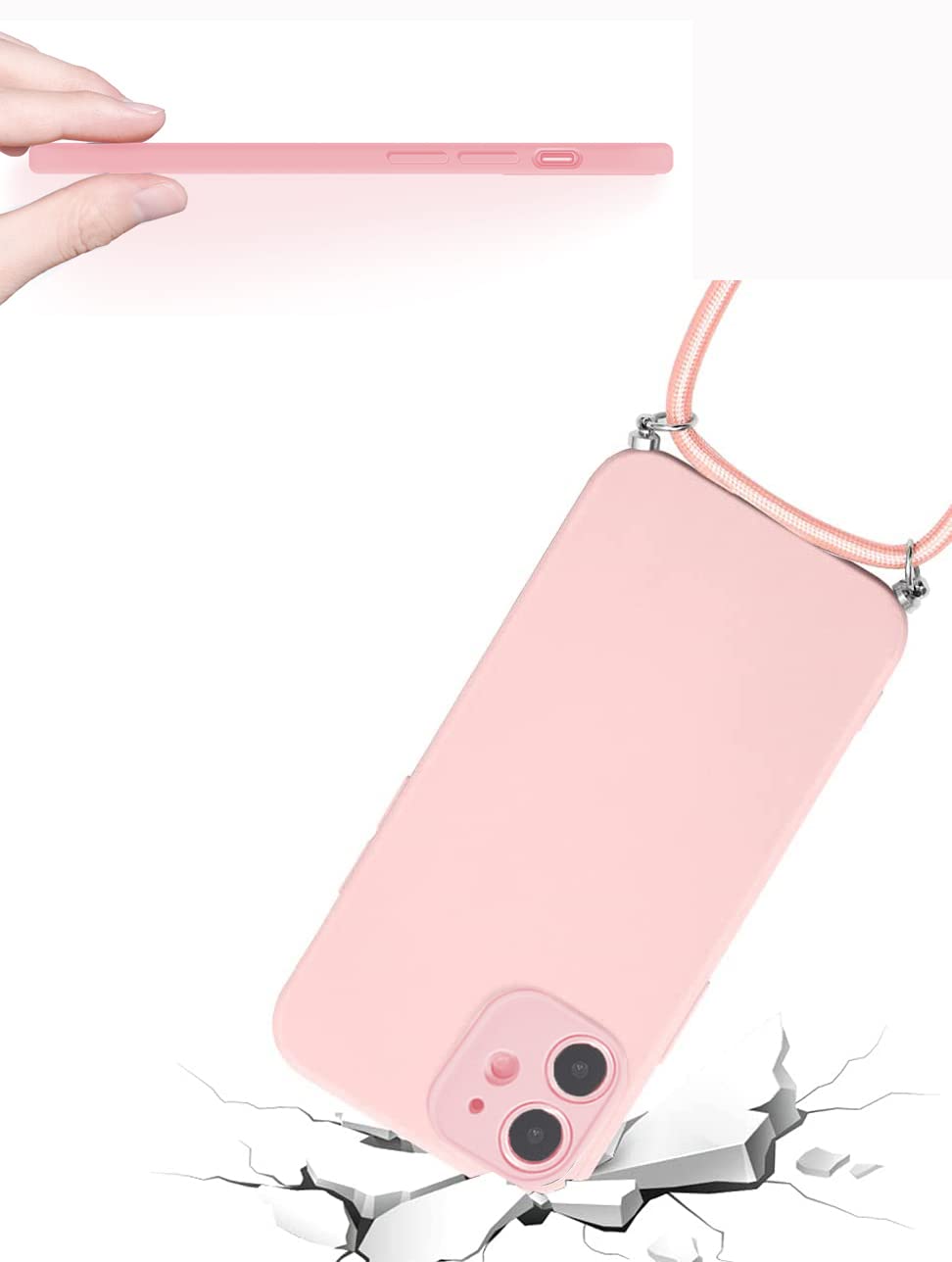 Cover Per Oppo Reno 6 Pro 5G Con Cordino Regolabile – Custodia In Silicone Trasparente Con Cinturino Da Collo, Verde
