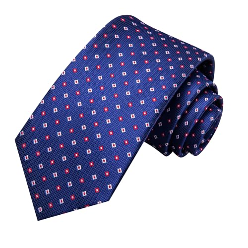 Image of Hi-Tie Men 63inches Tie Set Extra Long Necktie Paisley Tie Pocket Suqare Cufflinks Big and Tall Men Tie,Royal Blue