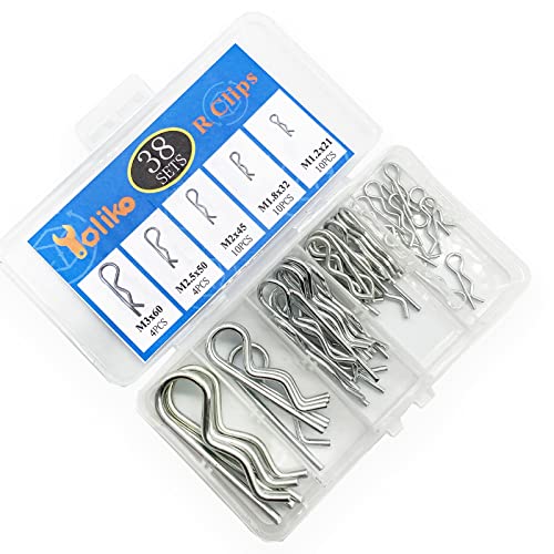 Image of 38 Pcs Hitch Pin Clip R Clips Retaining Pins Tractor Cotter Pin Hair Pin Assortment Spring Clip Retainer Pins Hitch Keeper Pins Kit for Dolly Pins /Trailer Pin Clips /Hand Ttruck Pin Replacement