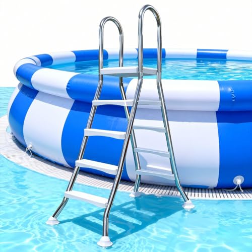 Escalera para piscina con estructura acero inoxidable 4 pasos miniatura 1