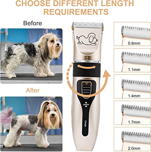 Image of NEWKIBOU Electric Clipper for Dogs and Cats, 4-in-1 Pet Grooming Kit with 4 Combs (3-6-9-12mm), Low Noise, Cordless and Rechargeable, 120 Min Runtime, Titanium Ceramic Blade