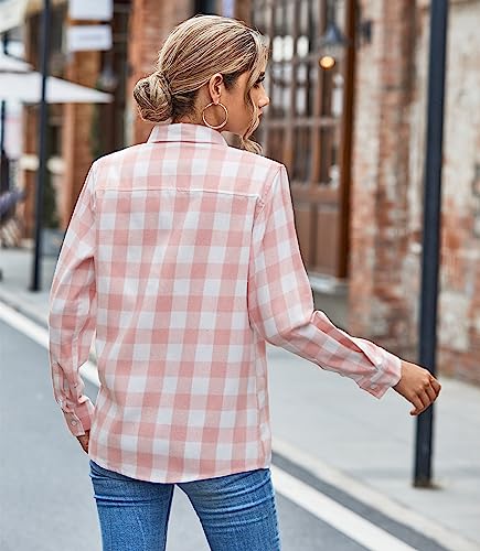 Image of SANGTREE Girls & Women's Long Sleeve Flannel Plaid Shirt Button Down Shirts, 3 Months - US 2XL